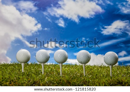 Golf game equipment on grass
