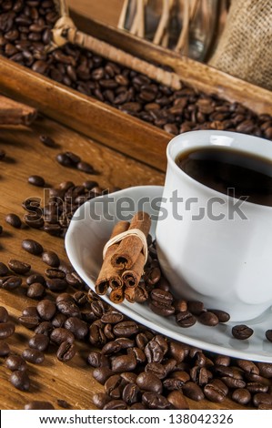 Italian coffee concept with cafe set