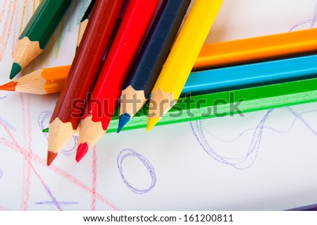 Isolated color pencils, vivid composition