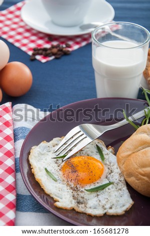 Soft breakfast theme with milk, egg