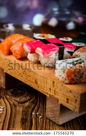 Japanese lunch, fresh sushi set