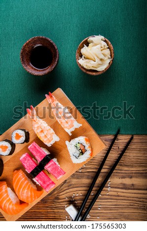 Japanese lunch, fresh sushi set