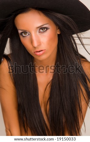 pirate girl makeup. topless girl in pirate hat
