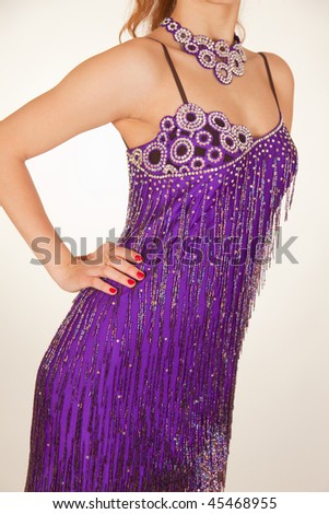 Violet dress, close up studio shot
