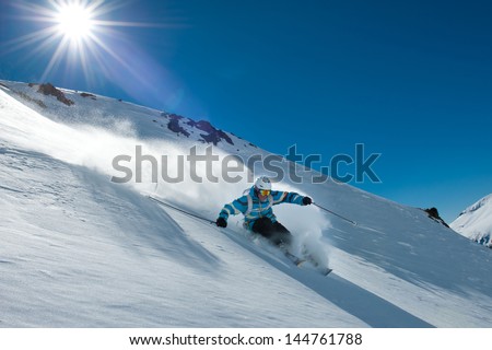 Off-piste skiing in Chapelco, San Martin de los Andes, Argentina.