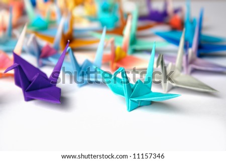 A group of origami birds