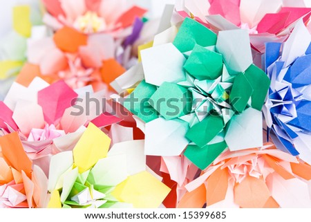 Pastel color origami flowers