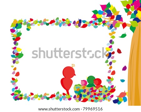 Funny Picture Frames on Funny Frame With Trees And Birds Stock Vector 79969516 Shutterstock
