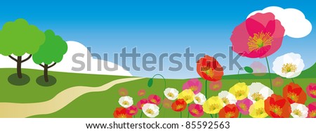 Vector illustration -seasons landscapes - spring