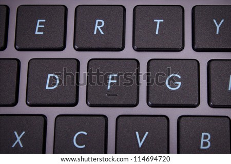 keyboard with black buttons and white letters
