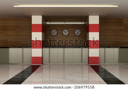 the hotel lobby with a reception desk