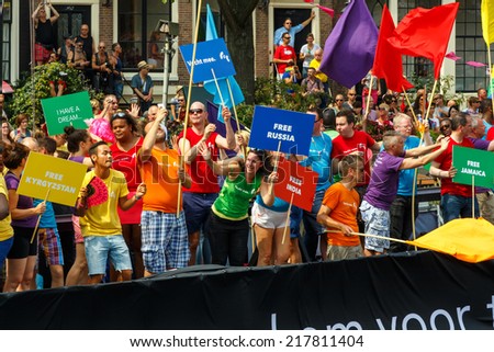 Amsterdam, Netherlands - August 2, 2014: annual event for the protection of human rights and civil equality