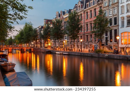 Amsterdam, Netherlands - August 5, 2014: Canals of Amsterdam. Favorite place for walking and leisure travelers.