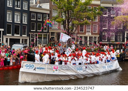 Amsterdam, Netherlands - August 2, 2014: annual event for the protection of human rights and civil equality.