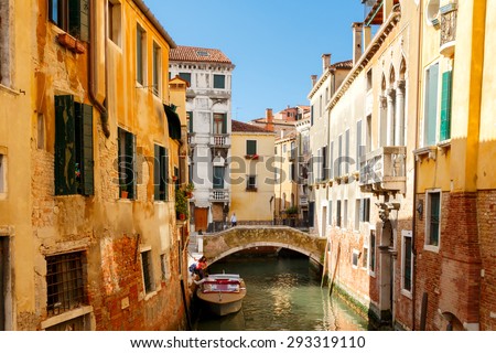 Venice, Italy - May 24, 2015: Water taxi in Venice. Boat taxis in Venice, one of the most popular and user-friendly modes of transport in the city.