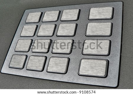 automatic teller machine closeup shot with empty keypad
