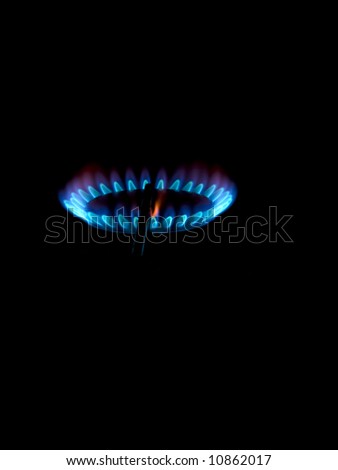 Gas burner flames side view