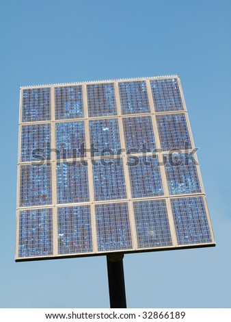 Solar panel under pure blue sky
