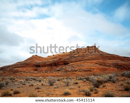 Long time exposure of landscape in Glen Canyon close to Page in Arizona