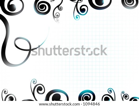Squiggly bordered frame with black and turquoise