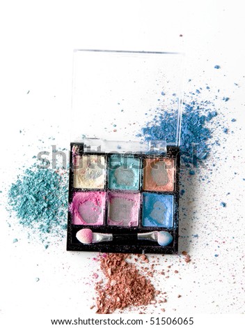 Image of eyeshadow palette, with eyeshadow powder, with room for text.