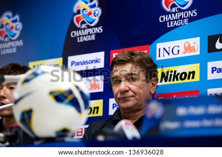 NONTHABURI,THAILAND-APRIL 29:Head Coach Mihailo Petrovic of Urawa Red Diamonds attends a press conference ahead of the AFC Champions League  MTUTD. and Urawa Red Diamonds on Apr 29,2013 in,Thailand.