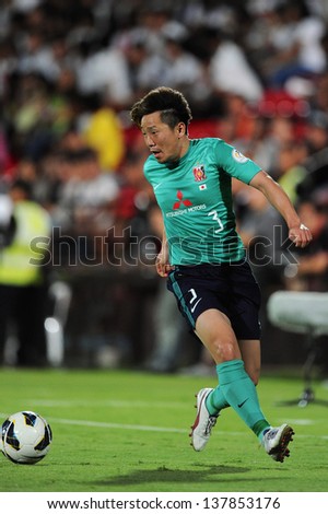NONTHABURI,THAILAND-MAY01:Tomoya Ugajin of Urawa Red Diamonds in action during the AFC Champions League between Muangthong Utd.and Urawa Red Diamonds at SCG Stadium on May1,2013 in,Thailand.