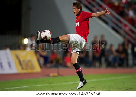 BANGKOK,THAILAND-JULY13: Adnan Januzaj of Manchester United in action during the friendly match between Singha All Star XI and Manchester United at Rajamangala Stadium on July 13, 2013 in Thailand.