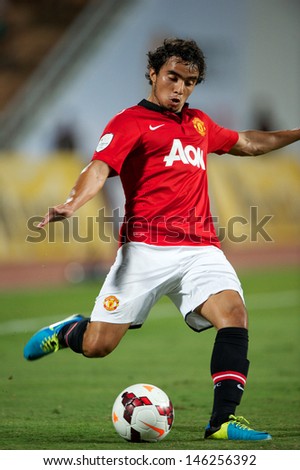 BANGKOK THAILAND-JULY13: Fabio Da Silva of Manchester United in action during the friendly match between Singha All Star XI and Manchester United at Rajamangala Stadium on July13,2013 in Thailand.
