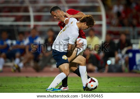 BANGKOK THAILAND-JULY13:Kim you Jin of Singha All Star XI in action during the friendly match between Singha All Star XI and Manchester United at Rajamangala Stadium on July13,2013 in Thailand.