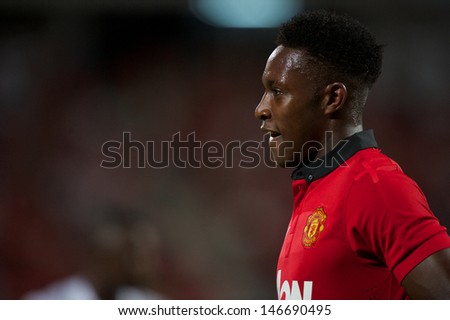 BANGKOK THAILAND-JULY13:Daniel Welbeck  of Manchester United look on during the friendly match between Singha All Star and Manchester United at Rajamangala Stadium on July13,2013 in Thailand.