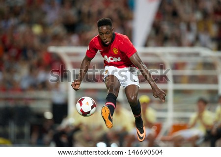 BANGKOK THAILAND-JULY13:Daniel Welbeck of Manchester United control the ball during the friendly match between Singha All Star and Manchester United at Rajamangala Stadium on July13,2013 in Thailand.