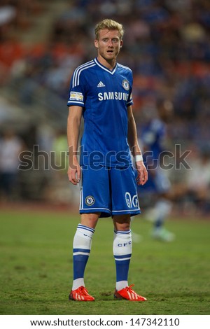 BANGKOK,THAILAND-JULY17:Andre Schurrle of Chelsea in action during the international friendly match Chelsea FC and Singha Thailand All-Star at the Rajamangala Stadium on July17,2013 inThailand.