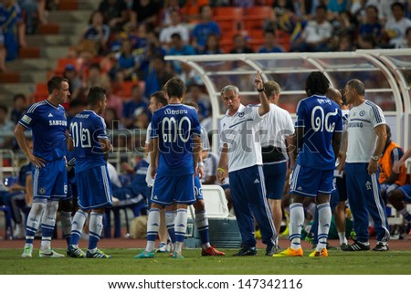 BANGKOK,THAILAND-JULY17:Manager Jose Mourinho of Chelsea in action during the international friendly match Chelsea FC and Singha Thailand All-Star at the Rajamangala Stadium on July17,2013 inThailand.