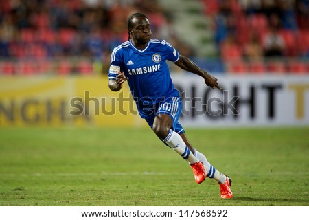 BANGKOK,THAILAND-JULY17:Victor Moses of Chelsea run during the international friendly match Chelsea FC and Singha Thailand All-Star at the Rajamangala Stadium on July17,2013 inThailand.