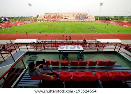 BANGKOK THAILAND-March 23:View of 72-years Anniversary Stadium during Thai Premier League BEC-Tero Sasana and Chonburi F.C.at 72-years Anniversary Stadium on March 23,2014 in Thailand