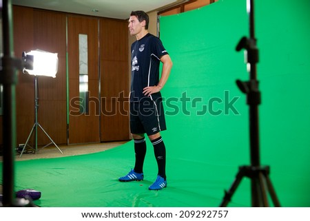 BANGKOK THAILAND JULY 26:Gareth Barry of Everton -Biehn behind the scenes at the Chang more good years Photo Shoot, Private Location on July 26, 2014 in Thailand.