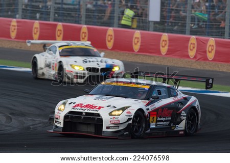 BURIRAM THAILAND-OCTOBER 5:Lucas Ordonez NDDP Racing Team drives during the Autobacs Super GT Round7 Burirum United Super GT Race at Chang International Circuit,on Oct 05,2014 in,Thailand