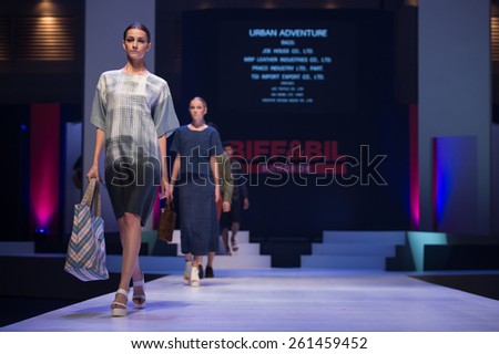 NONTHABURI THAILAND- MARCH 12:Models walks the runway at the Urban Adventure show during BIFF&BIL Bangkok international Fashion Fair 2015 at IMPACT Challenger Hall on March 12,2015 in,Thailand