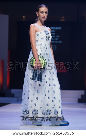 NONTHABURI THAILAND- MARCH 12: A model pose on stage at the Everyday Holiday show during BIFF&BIL Bangkok international Fashion Fair 2015 at IMPACT Challenger Hall on March 12,2015 in,Thailand