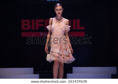 NONTHABURI THAILAND- MARCH 12:A model walks the runway at the Everyday Holiday show during BIFF&BIL Bangkok international Fashion Fair 2015 at IMPACT Challenger Hall on March 12,2015 in,Thailand