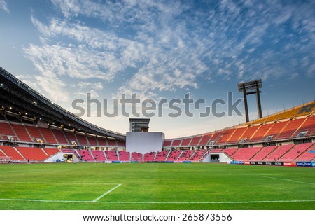 BANGKOK,THAILAND-MARCH 30:Panoramic views of Rajamangala Stadium before match the international friendly match between Thailand and Cameroon at Rajamangala Stadium on March30 2015 in,Thailand.