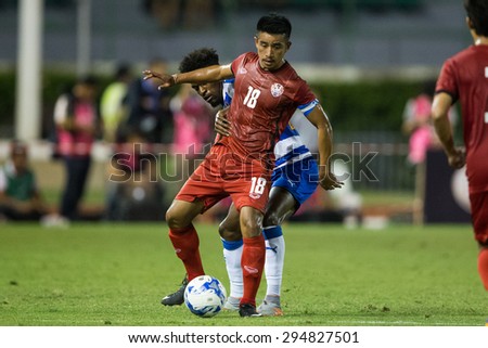 BANGKOK,THAILAND-July8:Tnan Chanabut no.18 of Thailand All Stars in action during The Reading FC Thailand Tour 2015 Thailand All Stars and Reading FC at National Stadium on July 8, 2015,Thailand.