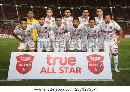 BANGKOK THAILAND JULY 14 :Players of Thai All Stars shot photo during the international friendly match Thai All Stars and Liverpool FC at Rajamangala Stadium on July14,2015 in,Thailand.