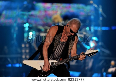BANGKOK- FEB 10:Guitarist Rudolf Schenker of the Heavy Metal band the Scorpions during Scorpions Live in Bangkok \
