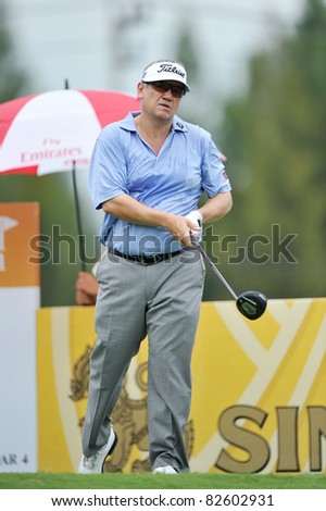 NAKHONPATHOM,THAILAND - AUG 11:Peter O\'Malley of AUS in action during day one of the 2011 Thailand Open at Suwan Golf&Country Club on August 11, 2011 in Nakhonpathom Thailand