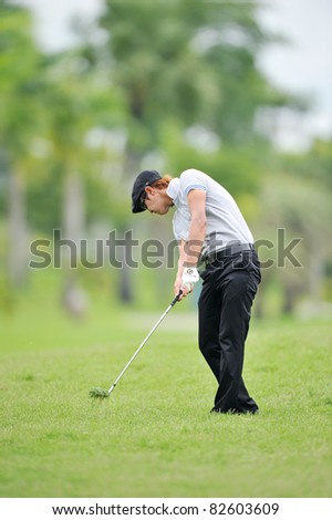 NAKHONPATHOM,THAILAND - AUG 11:Hur In-hoi of KOR in action during day one of the 2011 Thailand Open at Suwan Golf&Country Club on August 11, 2011 in Nakhonpathom Thailand