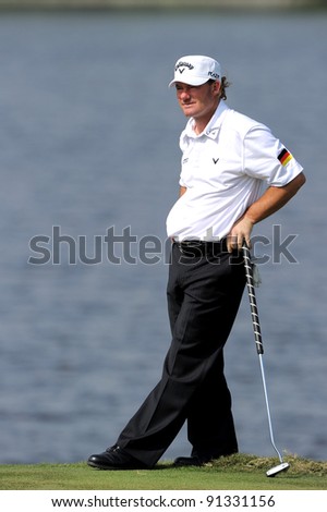 CHONBURI, THAILAND - DECEMBER 15:Alex Cejkar of Germany plays a shot during day one of the Thailand Golf Championship at Amata Spring Country Club on December 15, 2011 in Chonburi, Thailand.