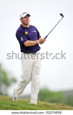CHONBURI, THAILAND - DECEMBER 16: Lee Westwood of England in action during day two of the Thailand Golf Championship at Amata Spring Country Club on December 16, 2011 in Chonburi province, Thailand.