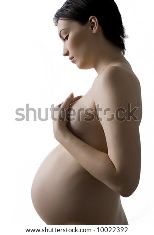 Young female in third trimester of pregnancy.